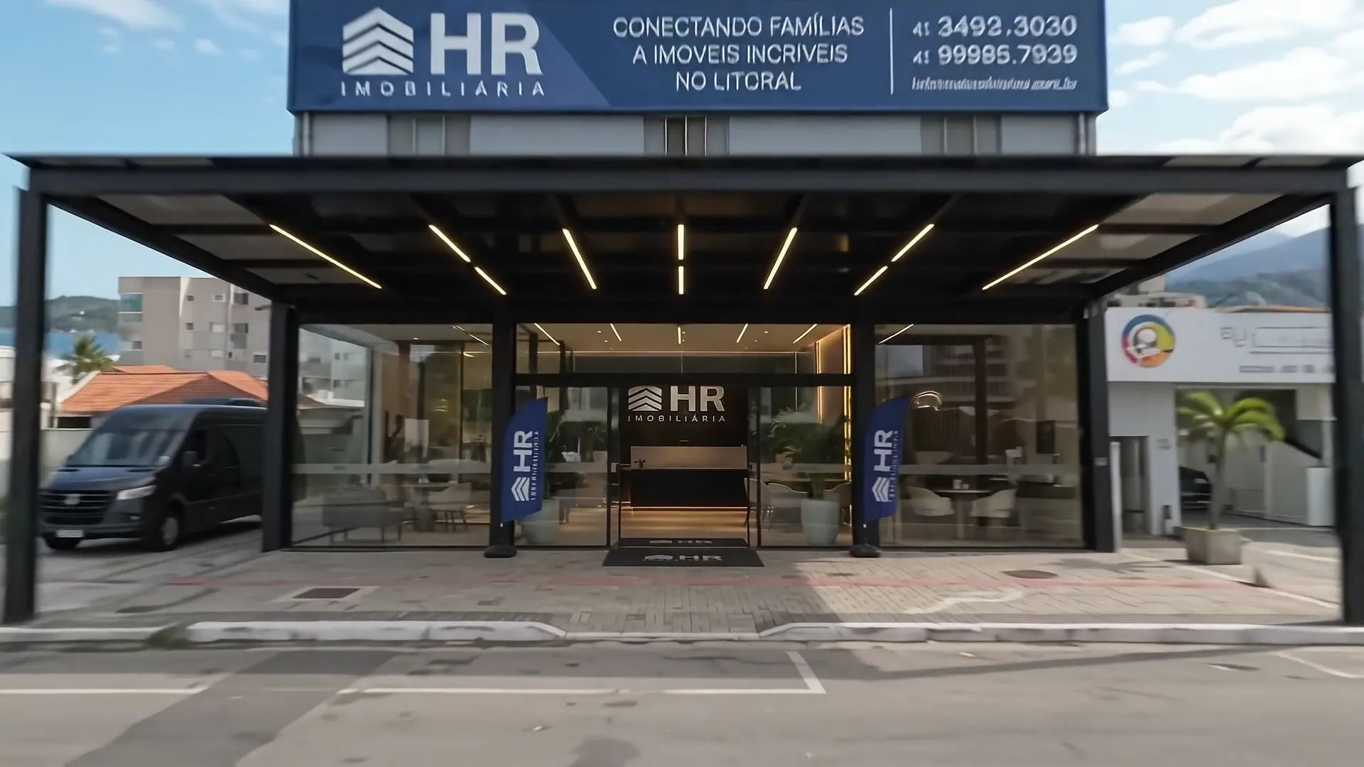 Fachada da sede da HR na Avenida Paraná, em Caiobá